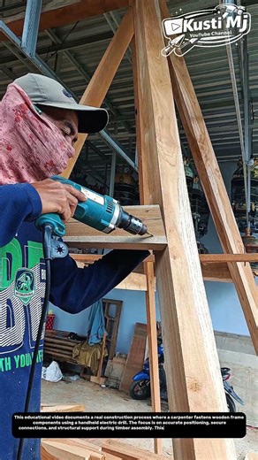 Fastening Timber Frame Components with an Electric Drill | On-Site Carpentry Education.