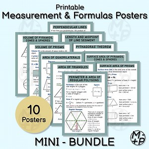 Geometry Posters (set of 10): Measurement & Formulas, Area, Volume, Pythagoras' Theorem (digital Download 025) - Etsy
