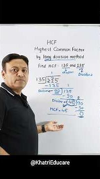 HCF by Long Division Method - Highest Common Factor - How to find HCF ‎⁨@khatrieducare