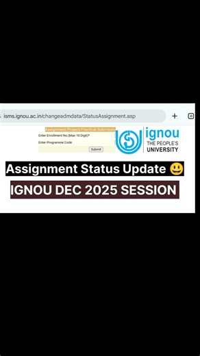 IGNOU December 2025 Assignment Result initial update out | IGNOU Assignment status Dec 2025 #ignou