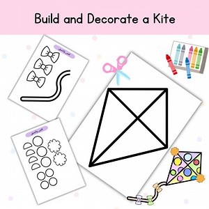 Build Your Own Kite Craft | Printable Kids Cutting & Coloring Activity - Etsy