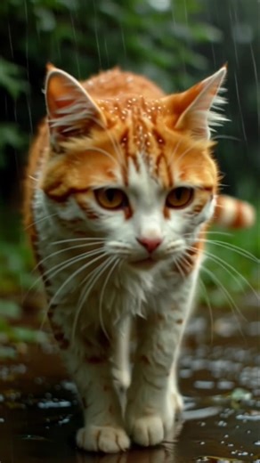 Shivering Cat Struggles in Heavy Rain – Heartbreaking Survival Moment #cat #shorts