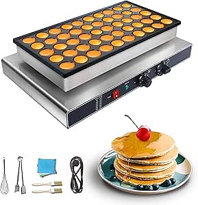 110V Mini Dutch Pancake Baker Maker - 50PCS, 1700W Commercial Electric Nonstick Waffle Maker perfect for Home and Restaurants, Adjustable Thermostats & Timers