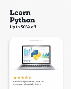 13 reactions | Make the most of your time at home. Learn Python with courses up to 50% off + course satisfaction guarantee! | Udemy | Facebook