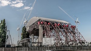 Chernobyl - final New Safe Confinement (NSC) nuclear reactor cover slides into place