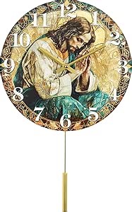 12 Inch Outdoor Clock, Glass Wall Clock with Pendulum,Silent Retro Clock for Patio Porch Garden Home Decor- Jesus Christian Prayer