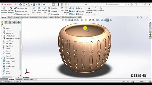 Plant Pot Design | SolidWorks Tutorial | 3d Modeling Tutorial