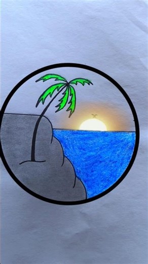 How to Draw Nature in a Circle 🎨 Easy Drawing #viral shorts #trending shorts