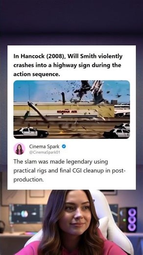 Hancock 2008 Action Scene Will Smith Violently Crashes Into a Highway Sign