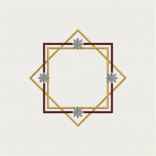 Geometric Frame Embroidery Design, Square Monogram , Elegant Gold and Maroon Frame, Digital Embroidery Pattern for Machine, Instant Download - Etsy