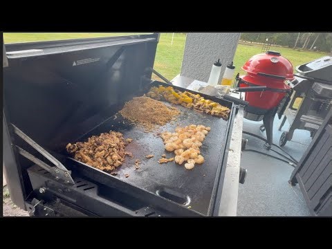 Tofu & Shrimp Hibachi on the Weber Slate | Cauliflower Fried Rice, Veggies & Noodles