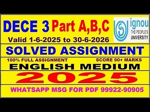 DECE 3 solved assignment 2025 || dece 3 solved assignment 2025 in English || ignou dece3 2025