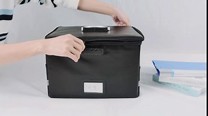 File Box with Lock, Fireproof Box File Storage Organizer with Zippers Collapsible Document Box Filing Box with Handle,Portable Home Office Safe Box for Hanging Letter