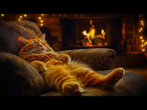 Wrapped in Warmth 😺✨ Calming Cat Purrs & Fireplace Sounds for Relaxation, Study