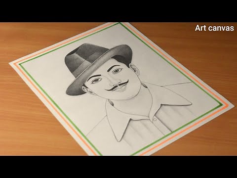 Bhagat Singh Drawing With Pencil Sketch Step by Step / Drawing Bhagat Singh / Freedom Fighters