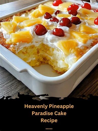 Heavenly Pineapple Paradise Cake These simple ingredients are the reason my recipe tastes so extraordinary. 😍 Full recipe is on my page — right under my profile picture ⬆️