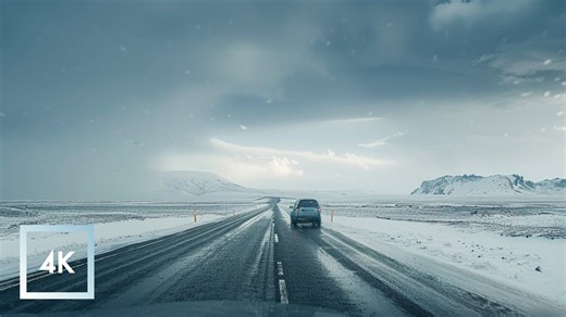 【4K60帧】第一视角下雨天驾车从冰岛维克开往基尔丘拜亚拉伊斯蒂 驾驶助眠ASMR | 作者：Nomadic Ambience