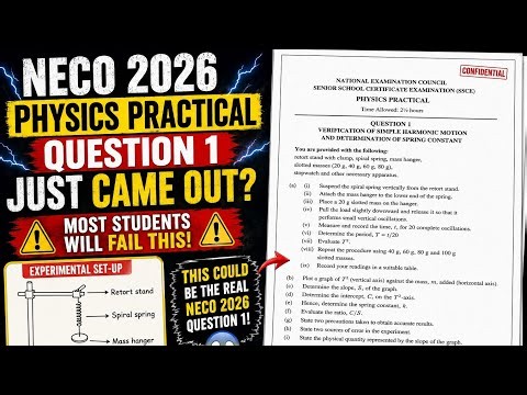 NECO 2026 Physics Practical Question 1 Just Dropped? 🔥 SHM & Spring Constant Prediction