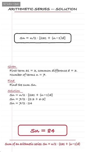 This is how it works 👇 Sum of an arithmetic series: Sn = n/2 · (2a1 + (n−1)d). #math #mathq #Shorts