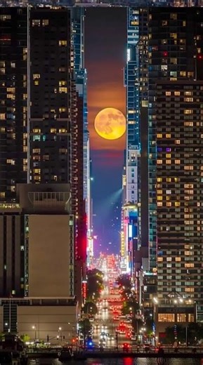 Supermoon Rising Over the City: A Perfect Urban Alignment