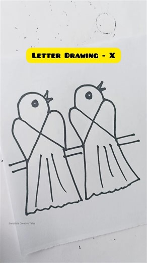Easy Bird Drawing with Letter - X #easydrawing #pencilart #shortvideo