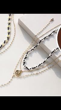 【貴和レシピ】ビーズ＆チェーンのレイヤードネックレス