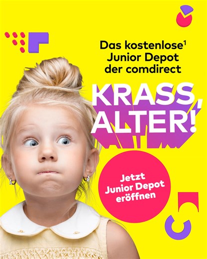 Deine Kinder werden groß – und ihre Wünsche auch. Starte mit dem Vermögensaufbau und eröffne ein kostenloses Junior Depot. | comdirect