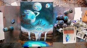 ''Alien Oasis '' My favorite color combination on my favorite non glow in the dark painting! #spraycan #alien | Skech ART