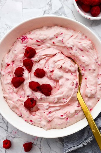 17K views · 64 reactions |  Looking for a tasty recipe that ONLY takes four ingredients?! This is IT! Say hello to Raspberry Fluff Salad.  Get the recipe: https://therecipecritic.com/raspberry-fluff-salad/ | The Recipe Critic | Facebook