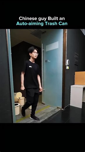 its._me_fact on Instagram: "A Chinese studio built an auto-aiming trash bin that tracks flying waste, intercepts it, and empties itself automatically. Using onboard cameras, trained AI, and fast motors, the bins can move anywhere, detect common trash types, and even mop the floor or play interactive games. A charging hub with magnetic contact points keeps them running, while a heat-seal system allows bags to swap seamlessly into a central collection unit. Creativity, humor, and engineering conve