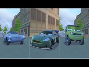 Disney Pixar Cars 2 British Cars Finn McMissile, Nigel Gearsley & Miles Axlerod Racing HD