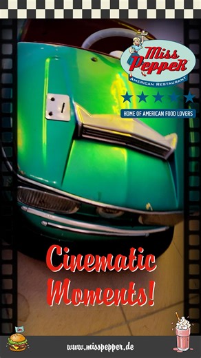 🎬 Cinematic Moments! ✨ Bei Miss PeppeR fühlt sich jeder Moment an wie eine Szene aus einem echten American Movie. 🎥🇺🇸 Neonlichter, der Duft von frisch gegrillten Burgern, ein Milchshake in der Hand – und dieser unverwechselbare Retro-Sound im Hintergrund. 🎶🥤 Ein Besuch bei uns ist mehr als nur Essen gehen – hier entstehen echte American Diner Geschichten! 🤩 #MissPeppeR #AmericanDiner #FoodLovers #CinematicMoments #RetroFeeling | Miss Pepper American Restaurant