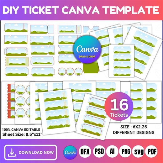 Diy Ticket Canva Template, Concert Ticket Template, Gift Voucher, Golden Ticket, Raffle Ticket Template, DIY Custom Event Ticket,party Favor - Etsy