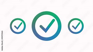 correct or right choice icon animation, check mark icon animation. ok , done, approbe