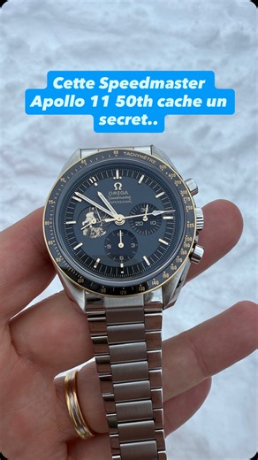 Helvetic_tac : watches | montres | indépendants | microbrand on Instagram: "🚀 Omega Speedmaster Apollo 11 “50th Anniversary” — la Moonwatch qui te met son pied au poignet.. Jj’adore ce mix noir + touches Moonshine gold, hyper “outil” mais avec le petit côté anniversaire qui se respecte. Anecdote montre 🕵️‍♂️ À 9h, le “compteur” n’en est pas vraiment un : c’est une micro-gravure au laser de Buzz Aldrin sur la Lune. Un détail lunaire. Anecdote mission 🌕 Le jour du premier pas, Armstrong a laiss