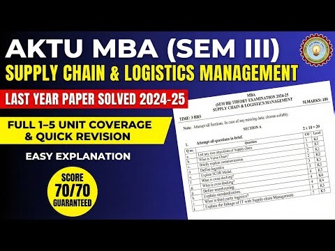 Supply Chain & Logistics Management Question Paper Solution 2024-25 | MBA 3rd Sem AKTU