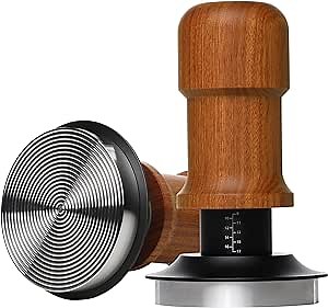 53.3mm Espresso Tamper,Premium Barista Coffee Tamper with Constant 30lb Calibrated Spring Loaded,Stainless Steel Base and Mahogany Hand,Fits for All 53mm54mm Portafilters,Espresso Accessories