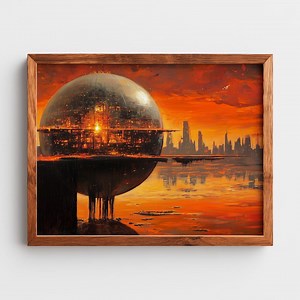 Surreal Floating City Sunset Print - Retro Sci-fi Landscape (digital Download) - Etsy