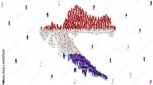 Croatia Map and Flag. A large group of people in the Croatia flag color form to create the map. 4K Animation Video.