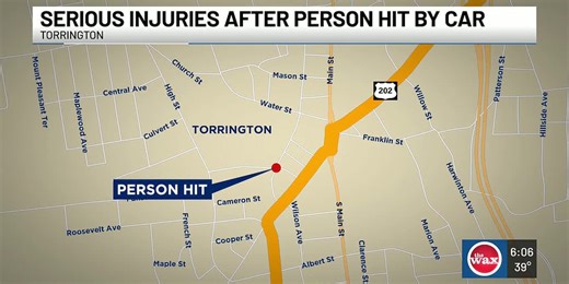 Person seriously injured after being struck by car in Torrington