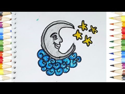 How to Draw Moon 🌙 | Moon Drawing Easy | Simple Moon Drawing for Beginners