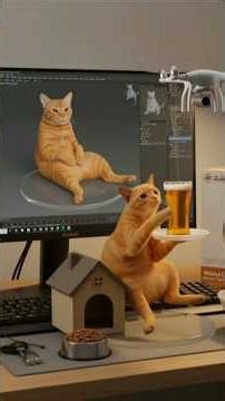 THIS ORANGE KITTY LOVES BEER IN A GIANT GLASS! 🧡🍻 #shortvideo #shorts #shortsfeed