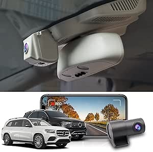 Fitcamx Front 4K+Rear 1080P Dash Cam for 2020-2026 Mercedes-Benz GLE GLS (Model D) Compare Cover Shape, OEM Style, 2 Way HD Video, WiFi & APP, G-Sensor, Loop Recording, Easy to Use, 128GB Card