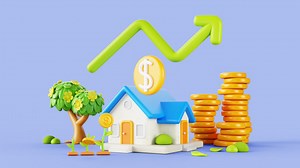 Cartoon House with Growing Value | Free Stock Video Footage