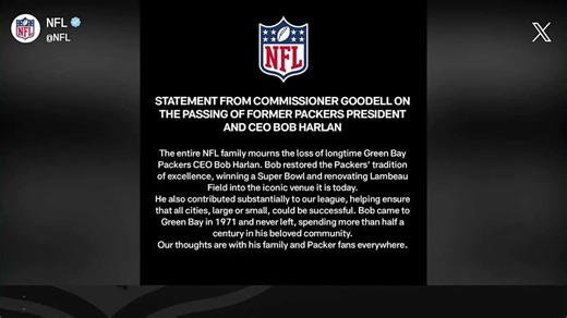 Roger Goodell issues statement on passing of former Packers President and CEO Bob Harlan