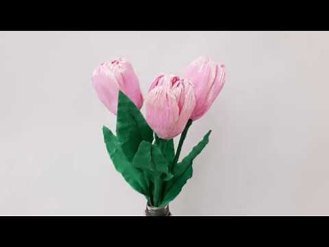 Tutorial, lalele din hartie creponata - Tutorial, tulips from crepe paper