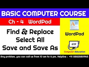 Wordpad Chapter - 4 Find & Replace Save and Save As Complete Basic Computer Course in Hindi