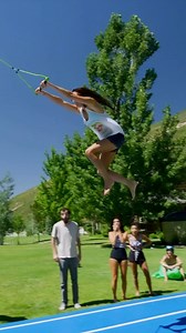 1.3M views · 7.4K reactions | Human Slingshot Catapult Launcher! Fun for the whole family 藍 Full vid is live, link in bio. | Insane Stunts | Facebook