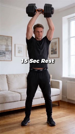 Join this 15-minute full body workout using dumbbells.