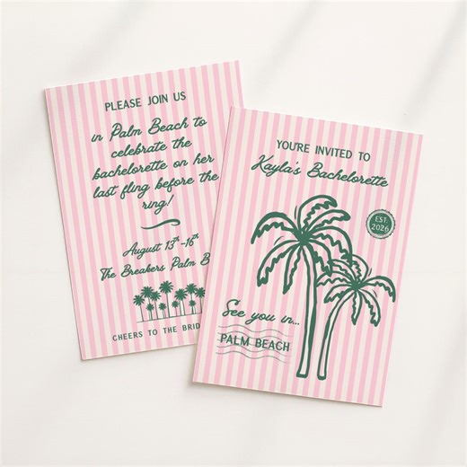 Palm Tree Bachelorette Invitation, Editable Canva Template (digital Download) - Etsy